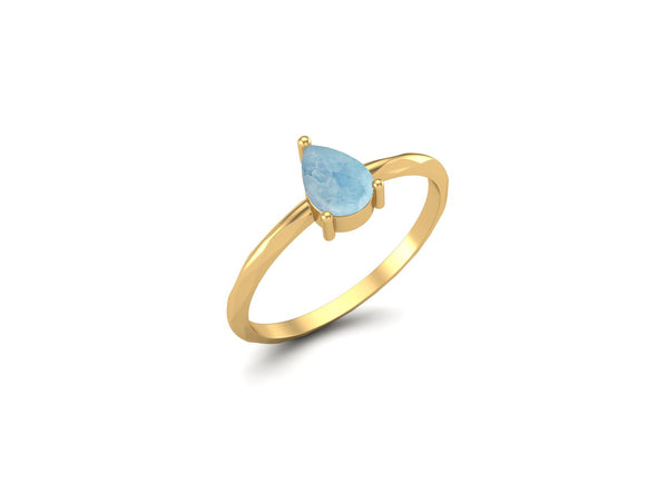 Solitaire Larimar Wedding Ring Art Deco Pear Shaped Solitaire Promise Ring