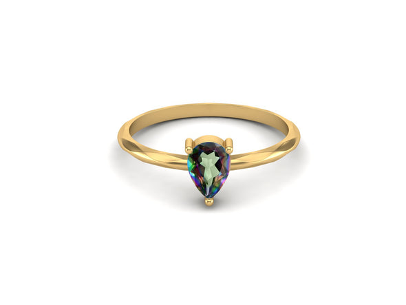 Art Deco Mystic Topaz Solitaire Engagement Ring 925 Sterling Silver Promise Ring