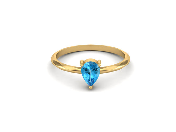 Pear Shaped Swiss Blue Topaz Bridal Promise Ring 925 Sterling Silver Anniversary Ring