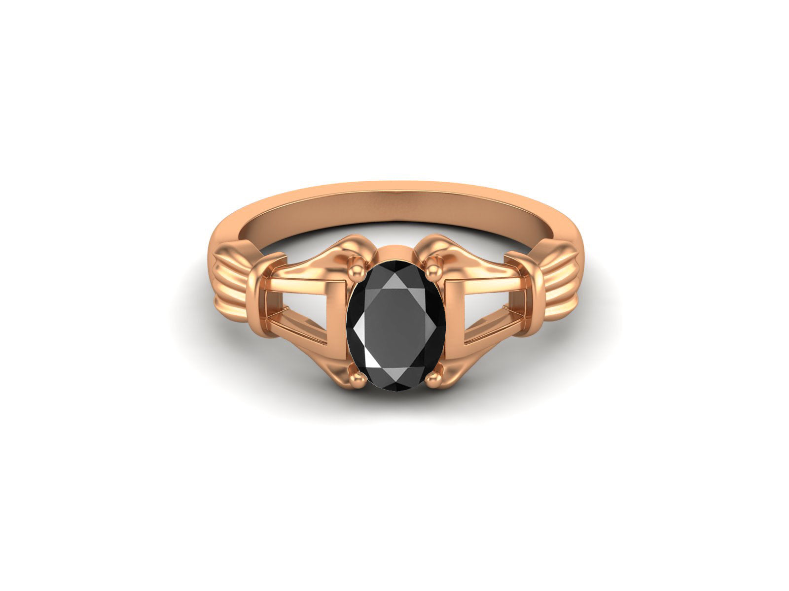 Black Spinel Vintage Art Deco Style Ring - Sterling Silver
