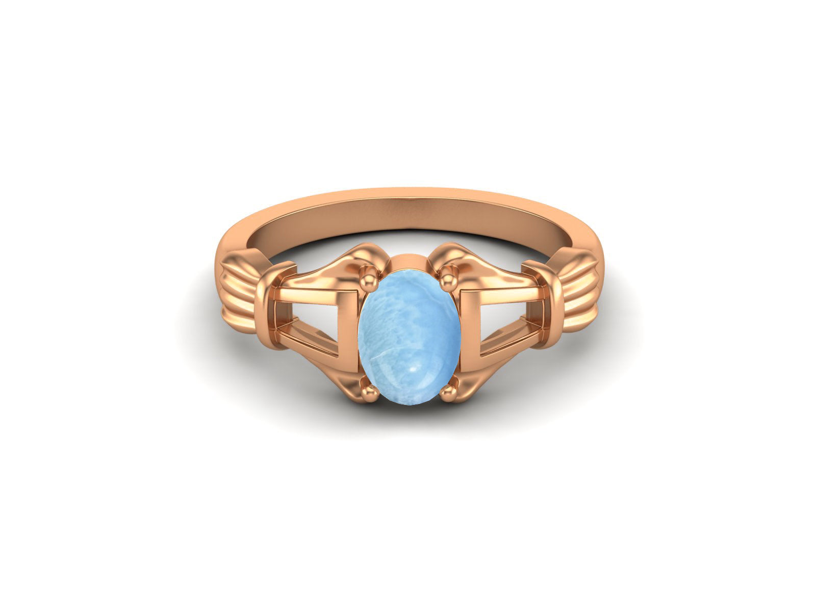 Larimar Vintage Art Deco Style Ring - Sterling Silver