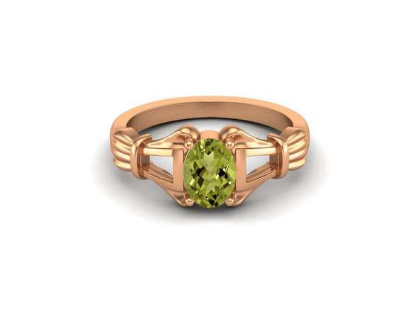 1.00 CT Peridot Engagement Ring Art Deco Bridal Promise Ring Unique Wedding Ring