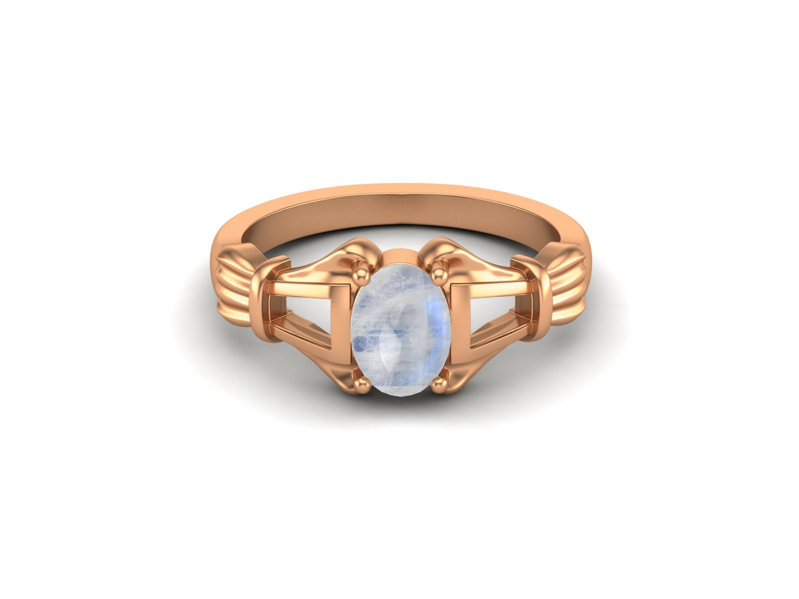 Moonstone Vintage Art Deco Style Ring - Sterling Silver