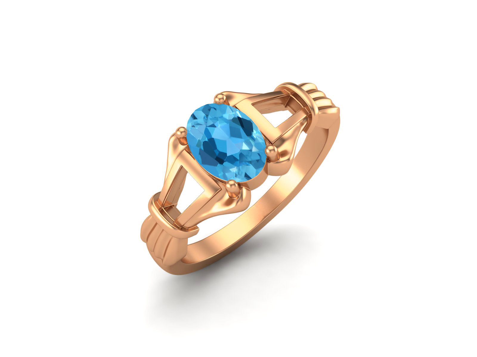 Anello di nozze con topazio blu svizzero naturale, anello di anniversario nuziale in stile antico, anello di promessa unico