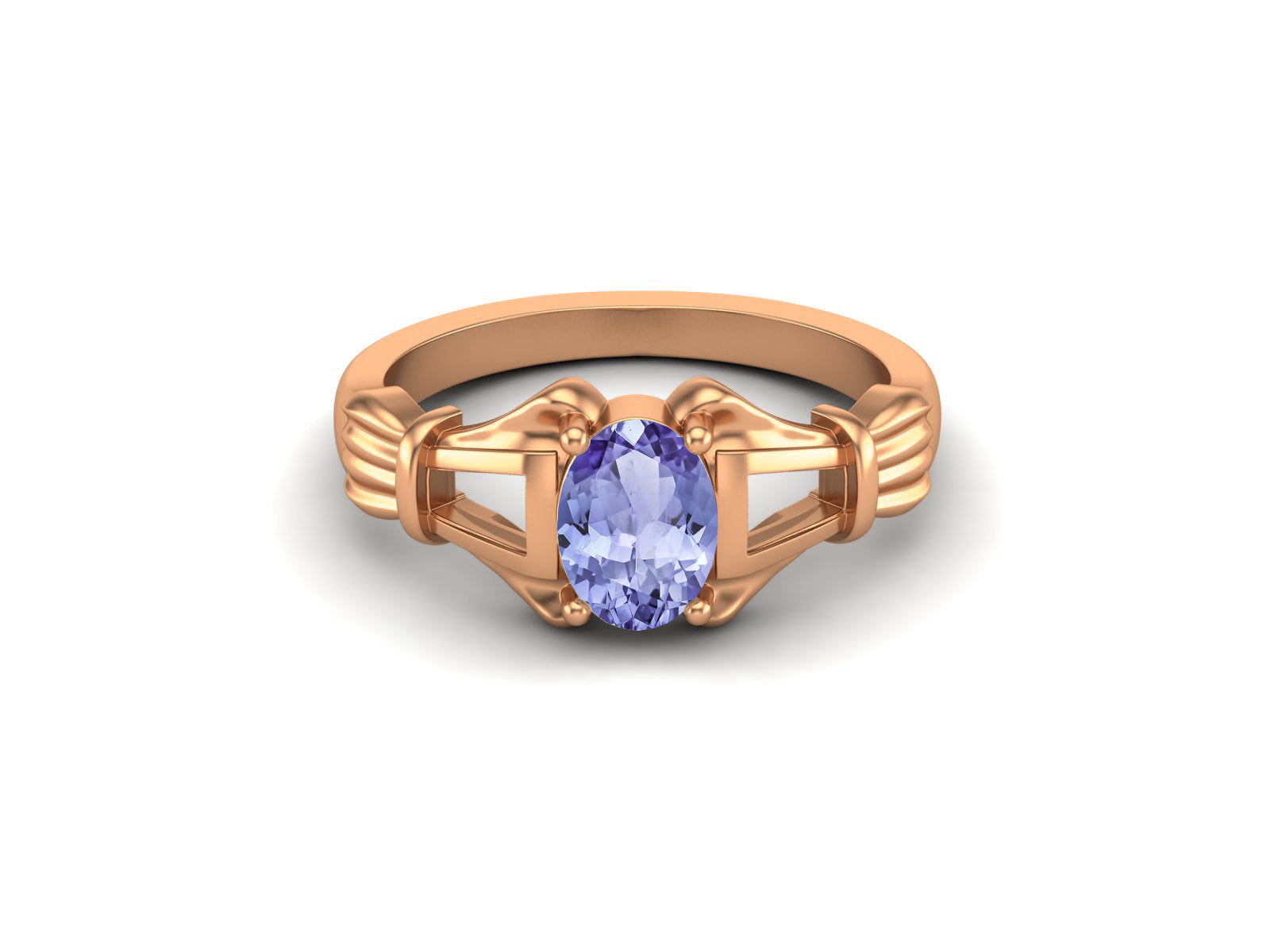 Anello di fidanzamento con pietra preziosa ovale in argento sterling 925 con tanzanite