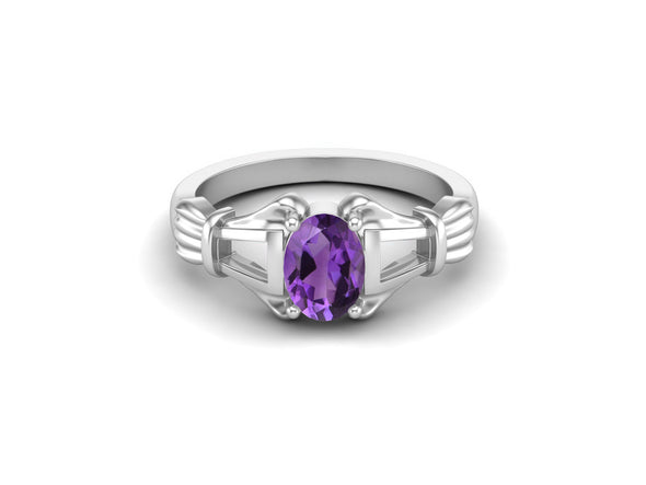 925 Sterling Silver Amethyst Wedding Ring Ring Unique Amethyst Promise Ring