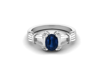 925 Sterling Silver Blue Sapphire Wedding Ring Antique Blue Sapphire Bridal Promise Ring