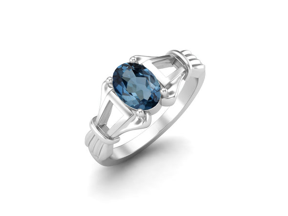 Unique London Blue Topaz Engagement Ring Vintage Wedding Ring 925 Sterling Silver Bridal Ring