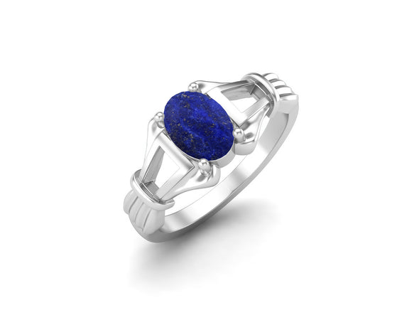 925 Sterling Silver Lapis Lazuli Wedding Ring Oval Shaped Stone Engagement Ring