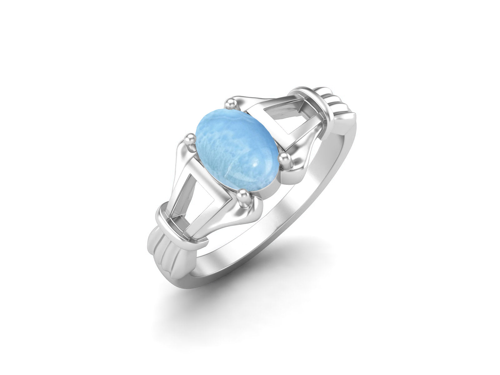 Larimar Vintage Art Deco Style Ring - Sterling Silver