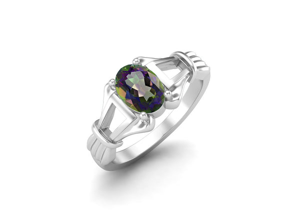Art Deco Mystic Topaz Wedding Ring 925 Sterling Silver Bridal Ring Unique Promise Ring