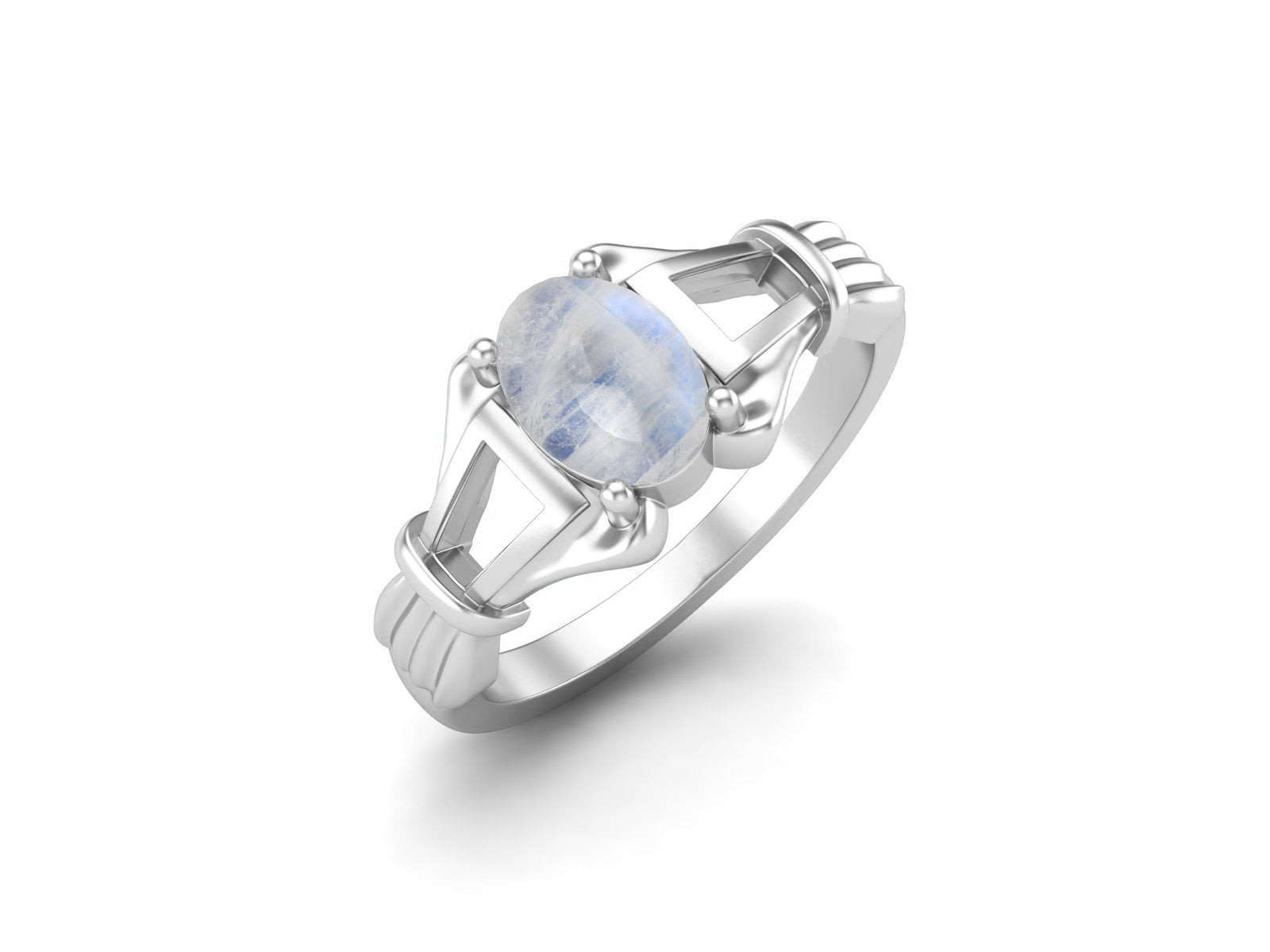 Moonstone Vintage Art Deco Style Ring - Sterling Silver
