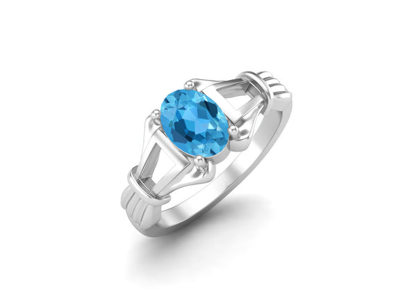 Natural Swiss Blue Topaz Wedding Ring Antique Style Bridal Anniversary Ring Unique Promise Ring