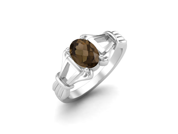 Antique Smoky Quartz Engagement Ring 925 Sterling Silver Bridal Anniversary Ring For Women