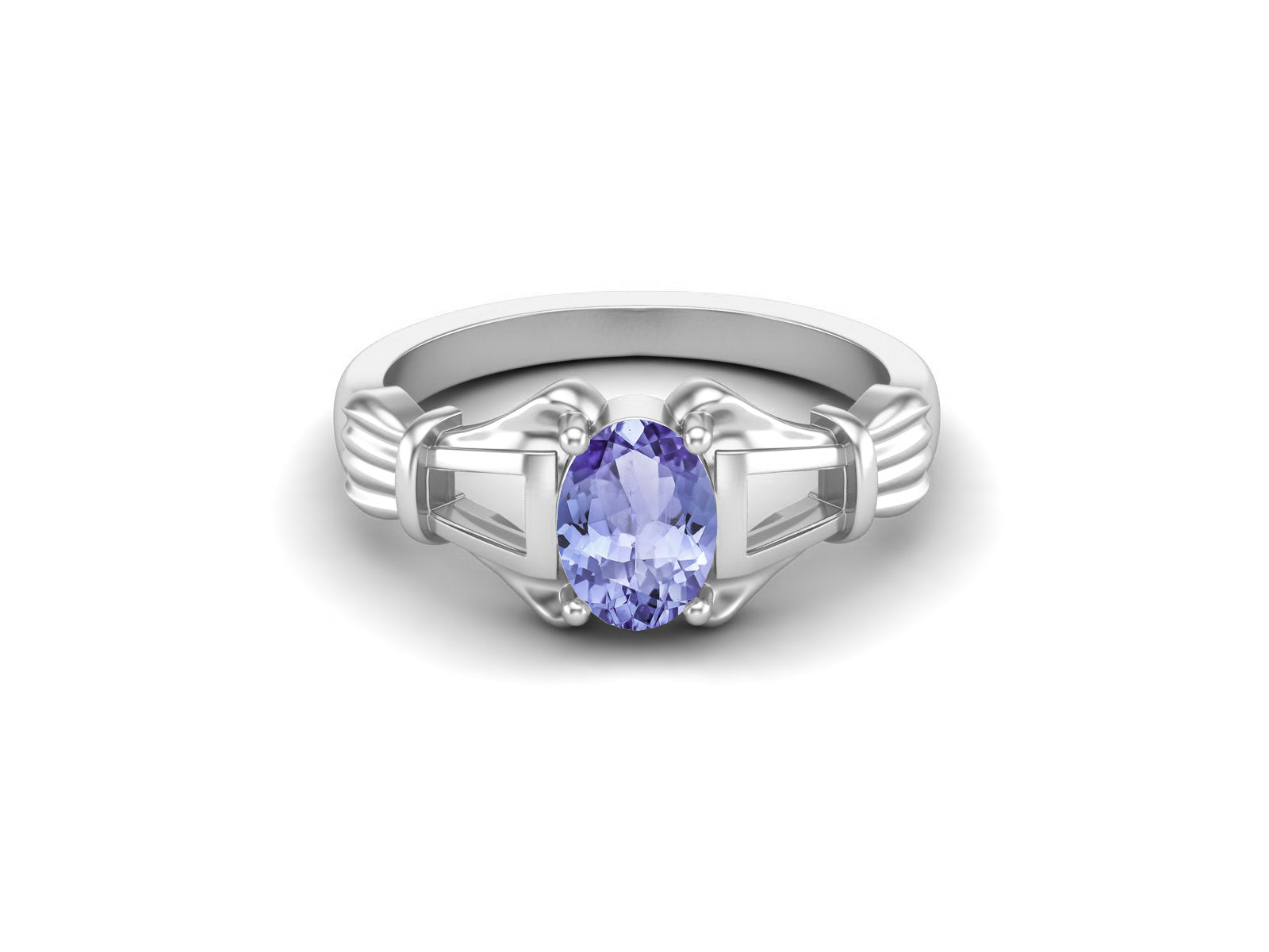 Anello di fidanzamento con pietra preziosa ovale in argento sterling 925 con tanzanite