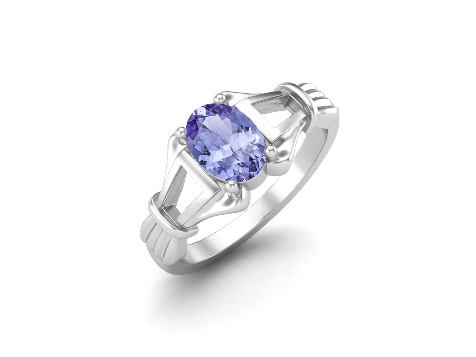 Anello di fidanzamento con pietra preziosa ovale in argento sterling 925 con tanzanite