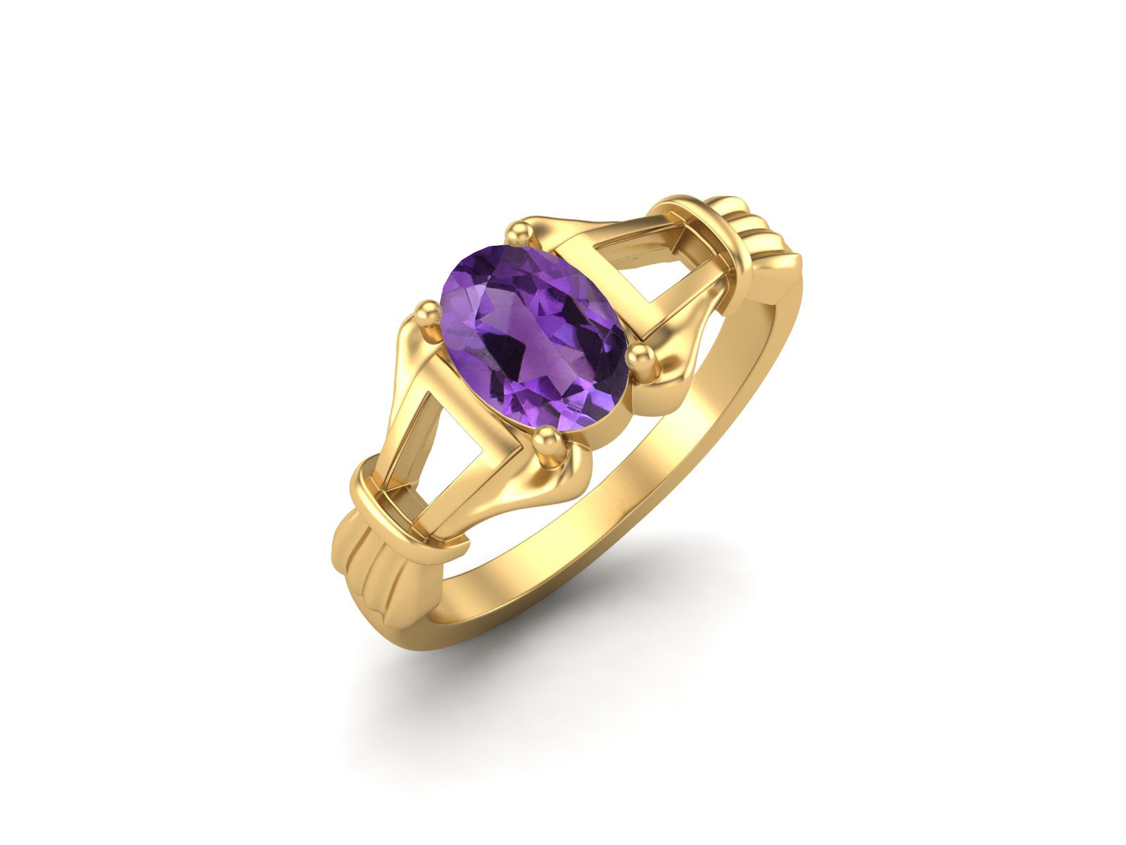 Amethyst Art Deco Inspired Design Ring – Sterling Silver