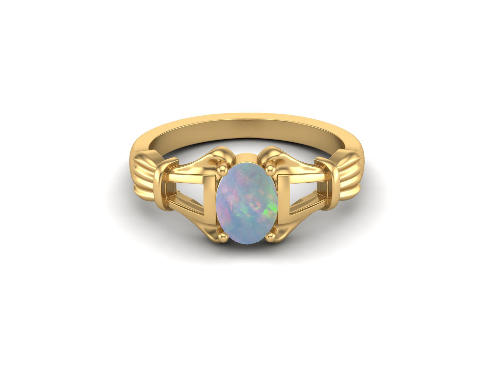 Anello di promessa in argento sterling 925 con opale, anello di nozze in stile Art Déco con opale, anello di fidanzamento in stile vintage con opale
