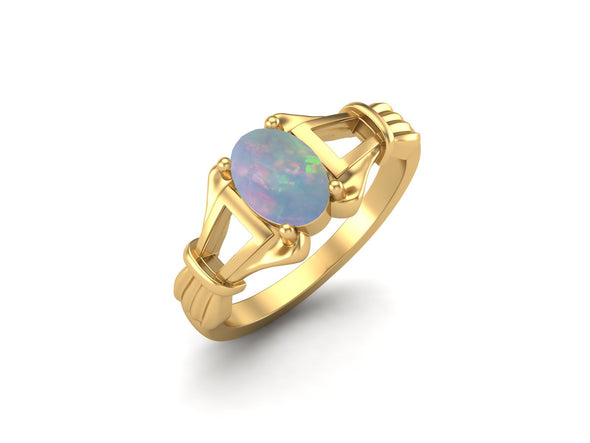 925 Sterling Silver Opal Promise Ring Art Deco Opal Wedding Ring Vintage Opal Engagement Ring