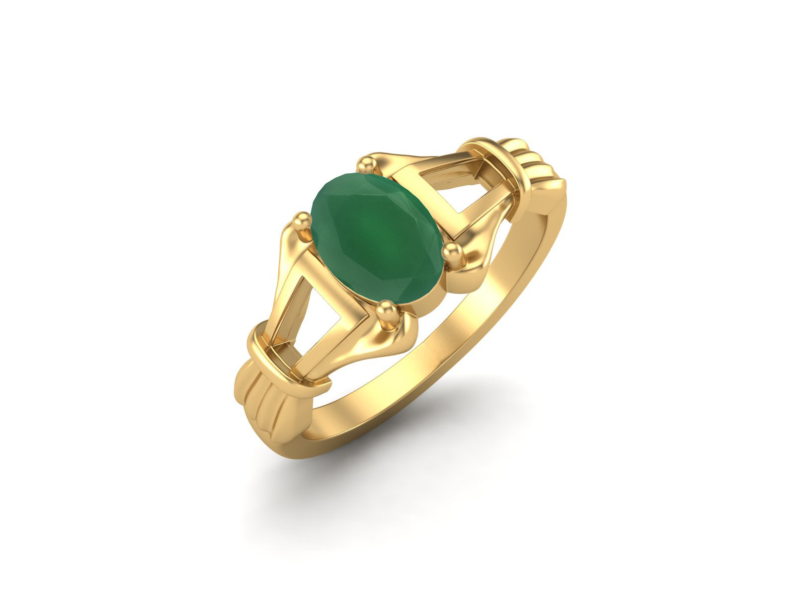 Green Onyx Vintage Art Deco Style Ring - Sterling Silver