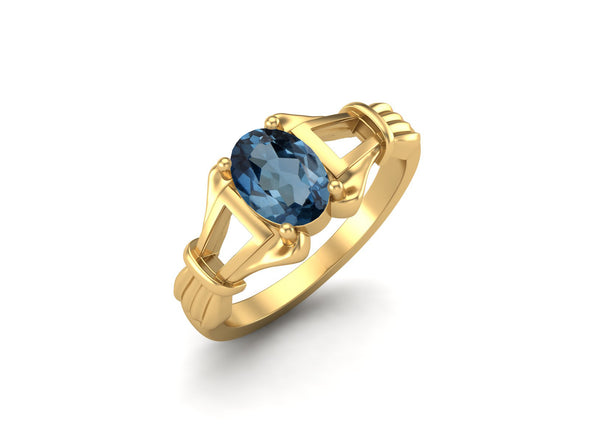 Unique London Blue Topaz Engagement Ring Vintage Wedding Ring 925 Sterling Silver Bridal Ring