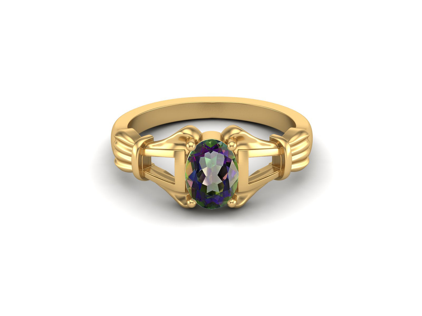 Msytic Topaz Vintage Art Deco Style Ring - Sterling Silver