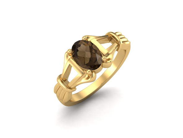 Antique Smoky Quartz Engagement Ring 925 Sterling Silver Bridal Anniversary Ring For Women