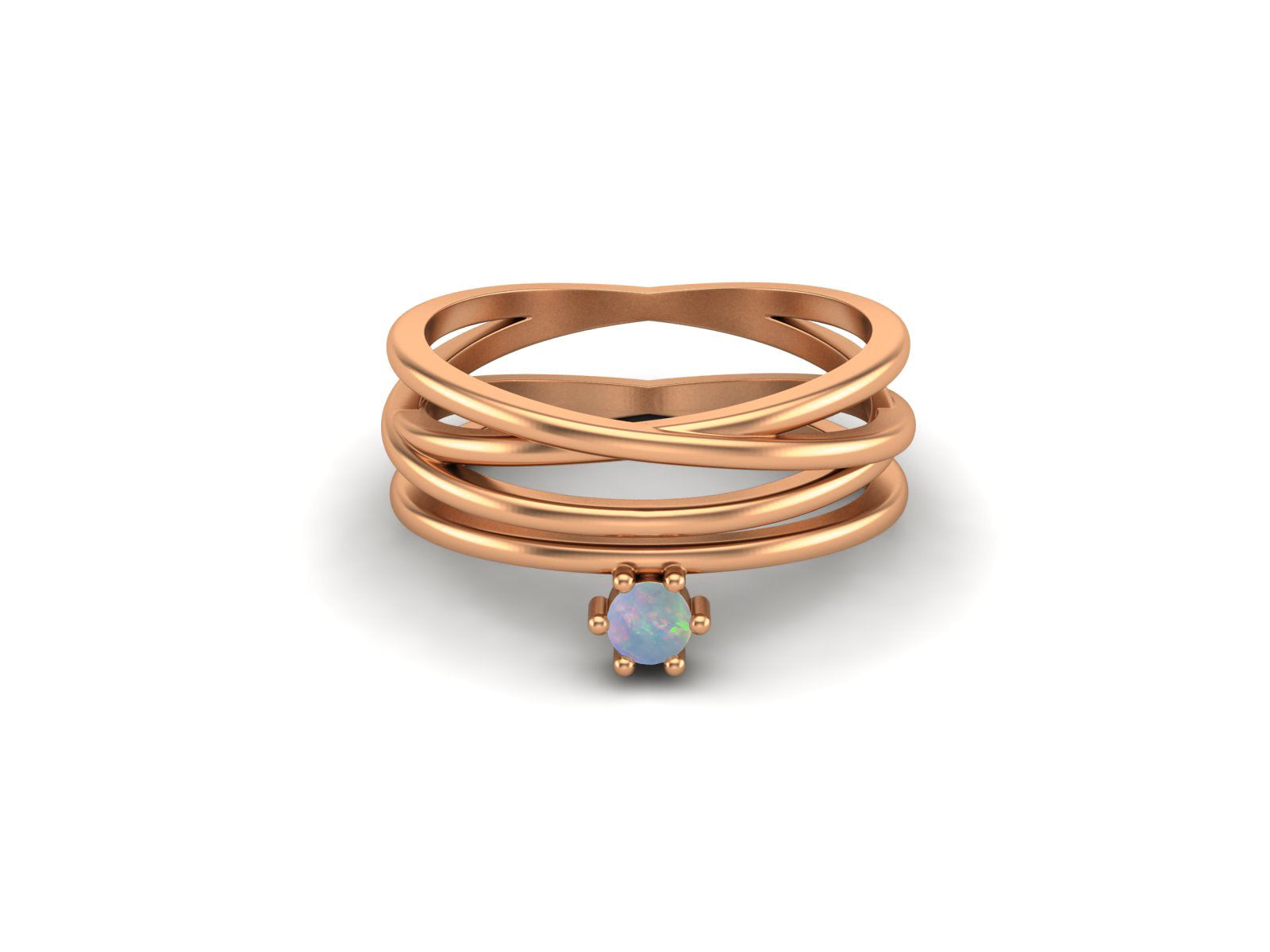 Opal Multi-Band Crisscross Ring – Sterling Silver