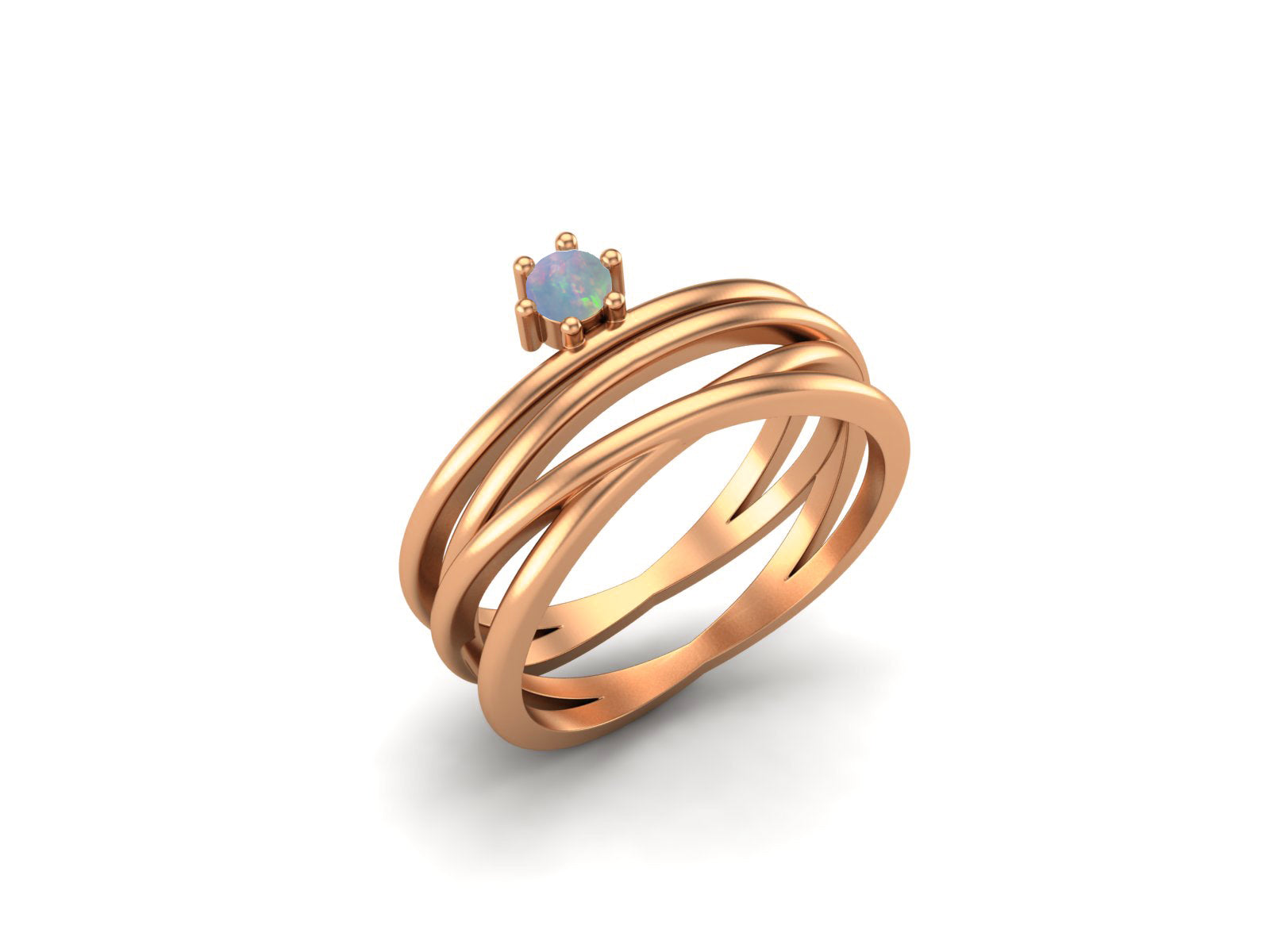 Opal Multi-Band Crisscross Ring – Sterling Silver