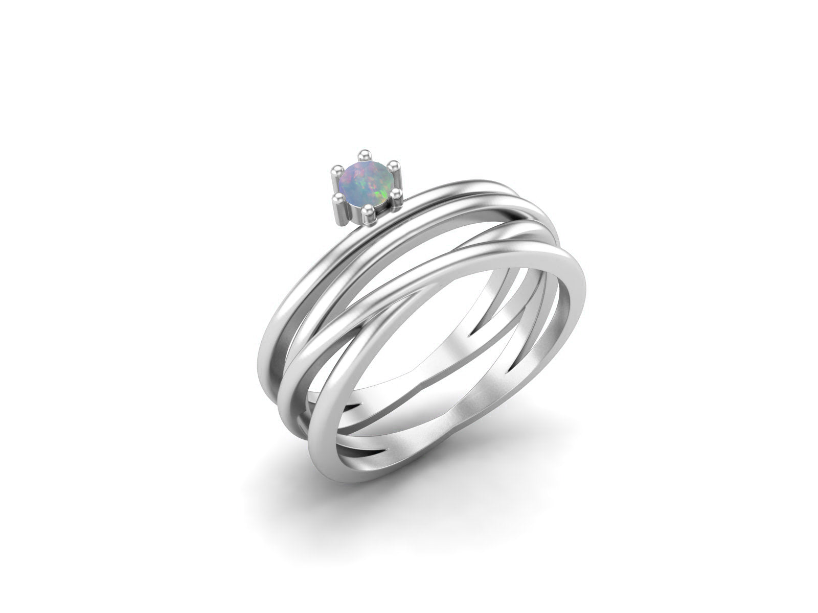 Opal Multi-Band Crisscross Ring – Sterling Silver