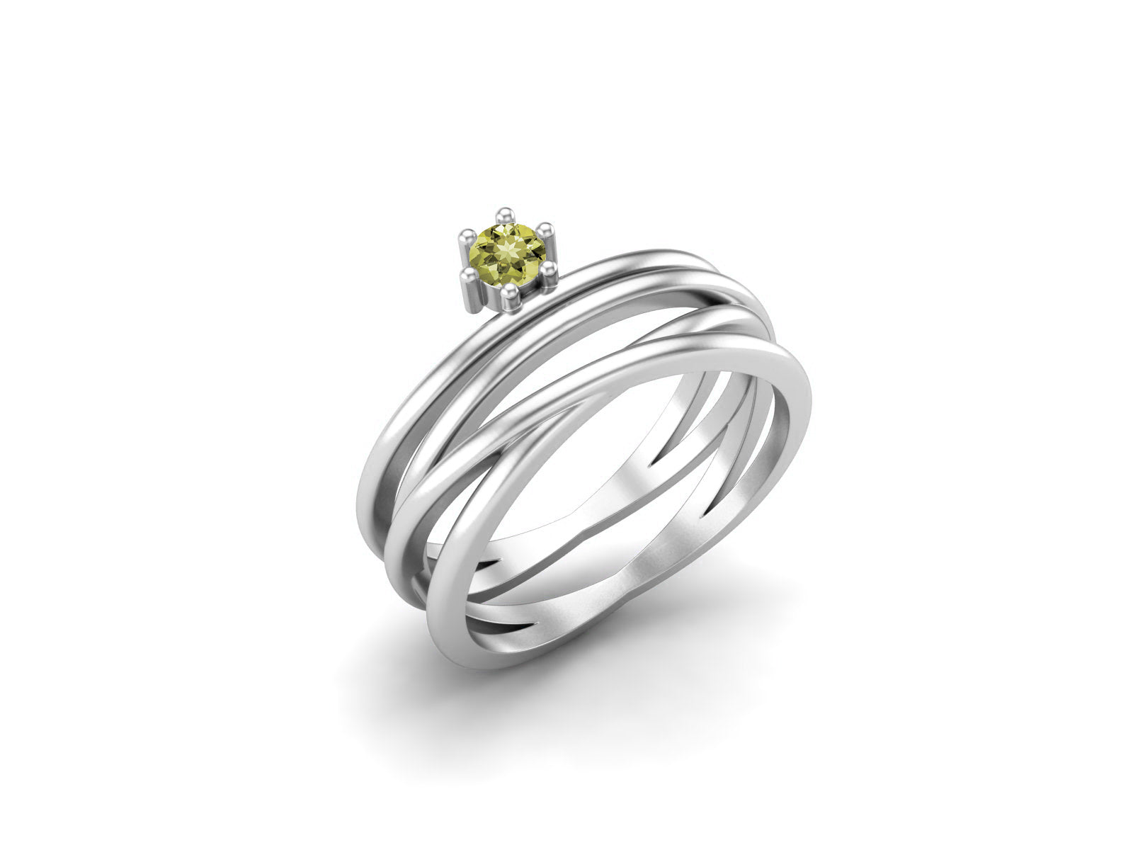 Lemon Quartz Multi-Band Crisscross Ring – Sterling Silver