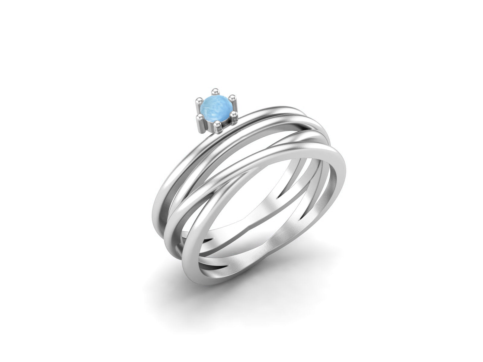 Larimar Multi-Band Crisscross Ring – Sterling Silver