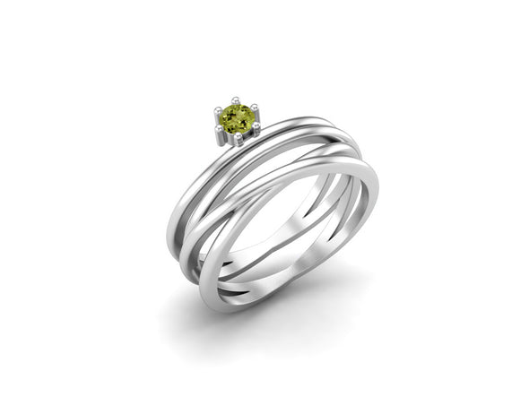 925 Sterling Silver Peridot Wedding Ring For Women Twisted Bridal Anniversary Ring