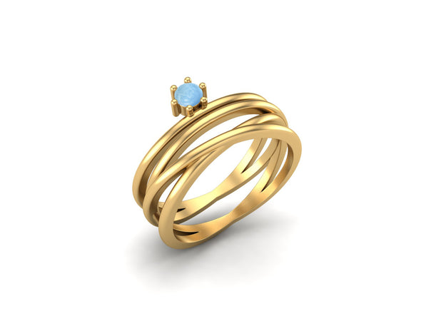 925 Sterling Silver Larimar Bridal Promise Ring Vintage Twisted Wedding Ring