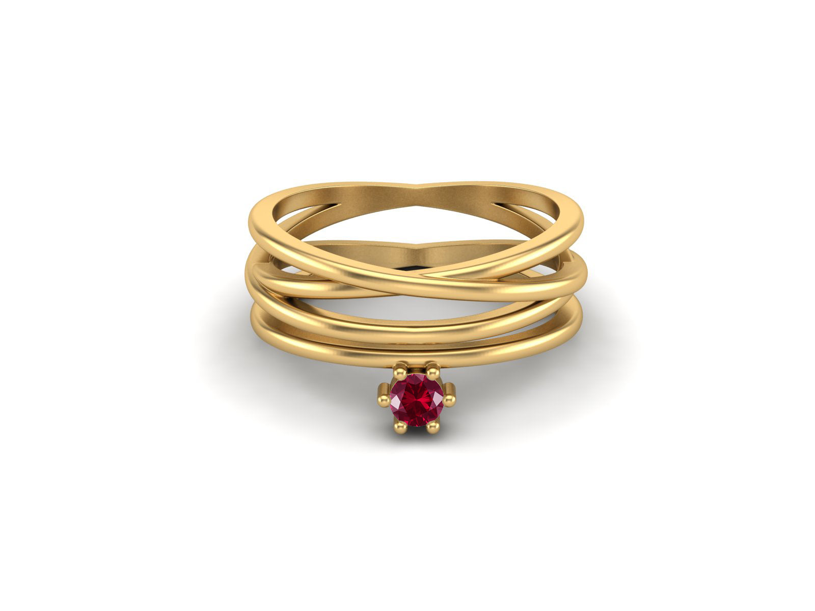 Ruby Overlapping Bands Stack-Inspired Ring - Sterling Silver