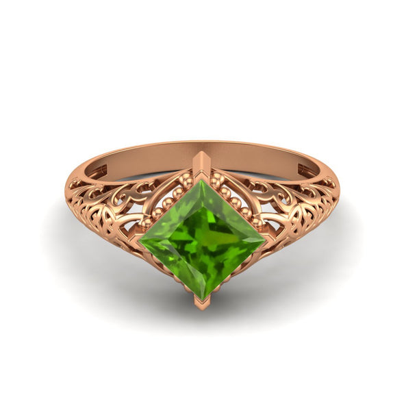 Filigree Design Tsavorite Engagement Ring Vintage Bridal Ring