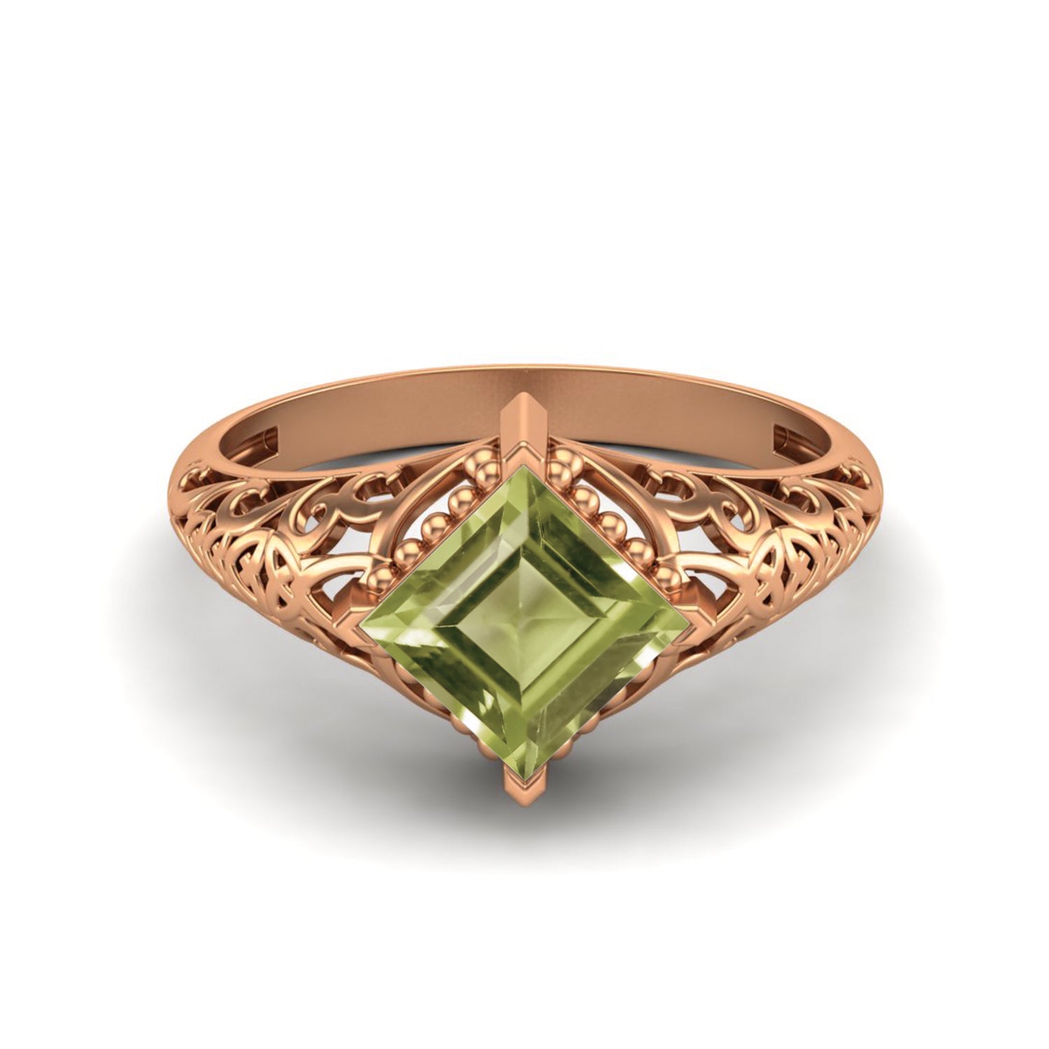 Peridot Vintage Filigree Ring - Sterling Silver
