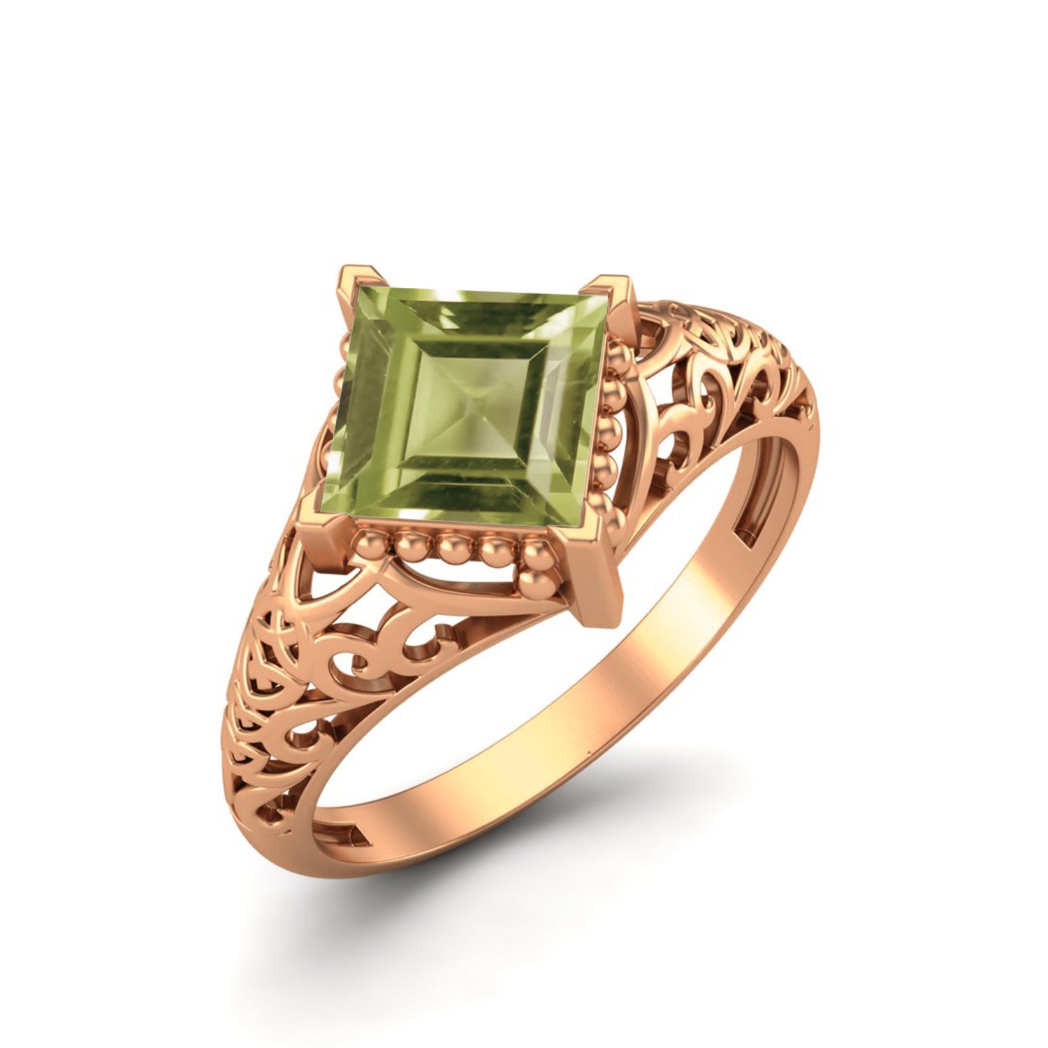 Peridot Vintage Filigree Ring - Sterling Silver