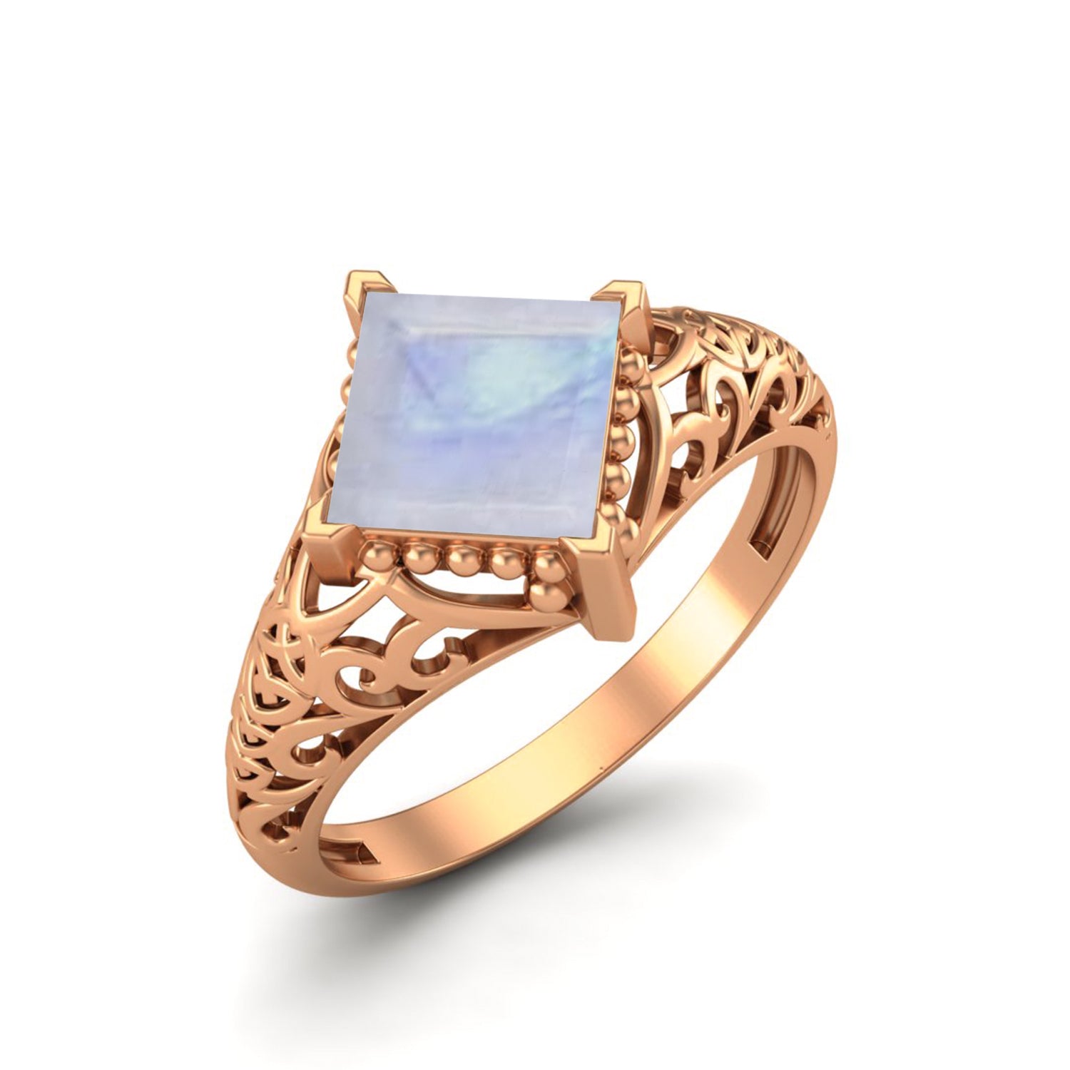 Moonstone Vintage Filigree Ring - Sterling Silver