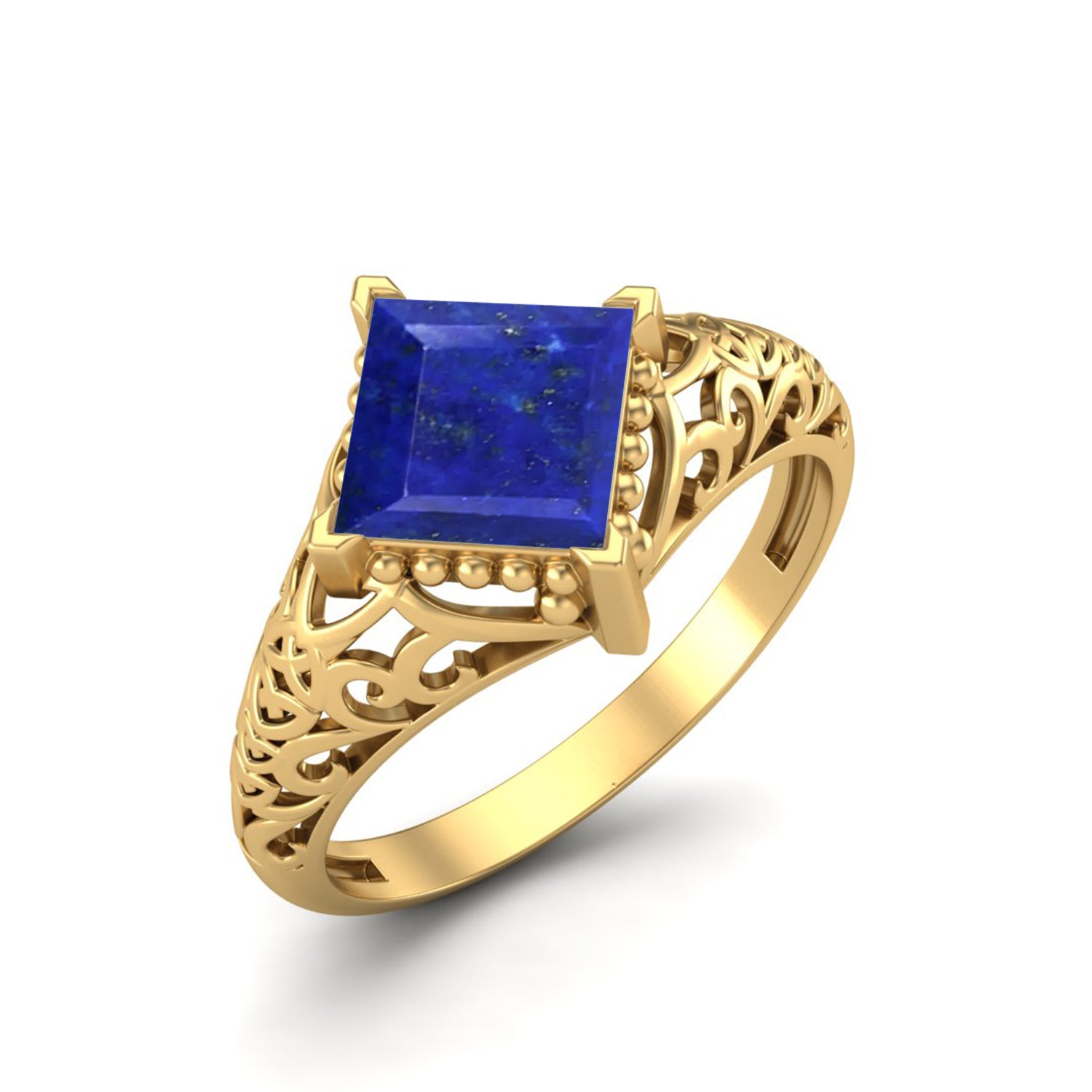 Lapis Lazuli Vintage Filigree Ring - Sterling Silver