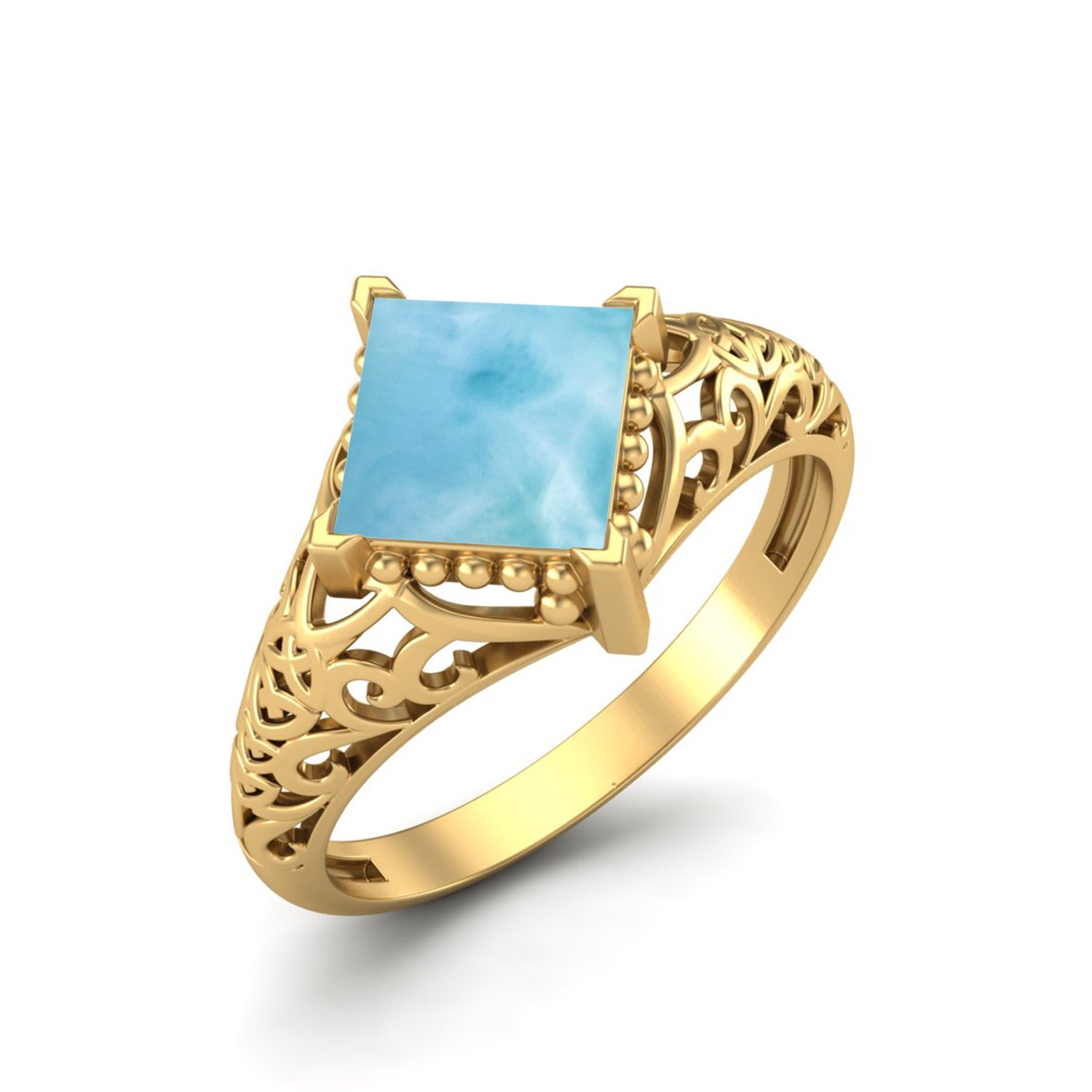 Larimar Vintage Filigree Ring - Sterling Silver