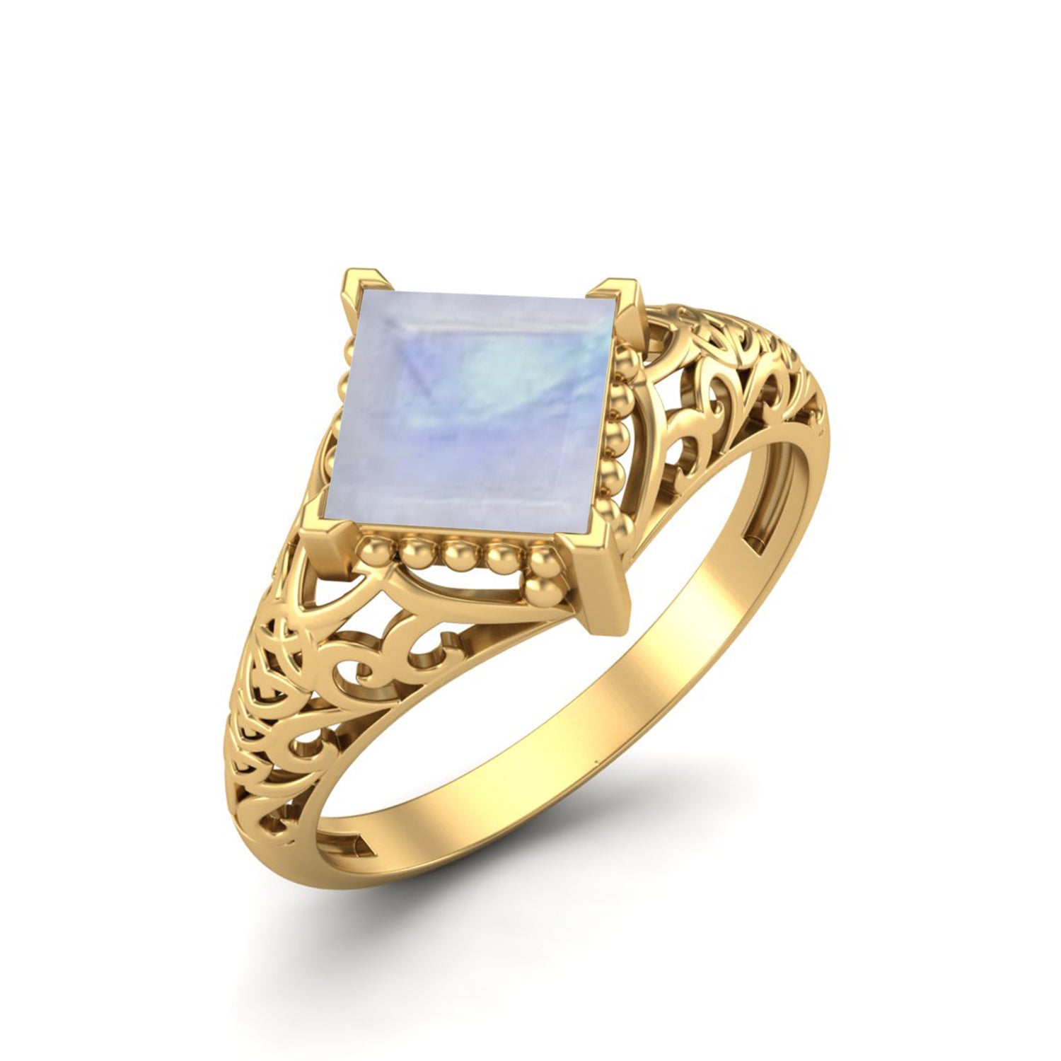 Moonstone Vintage Filigree Ring - Sterling Silver