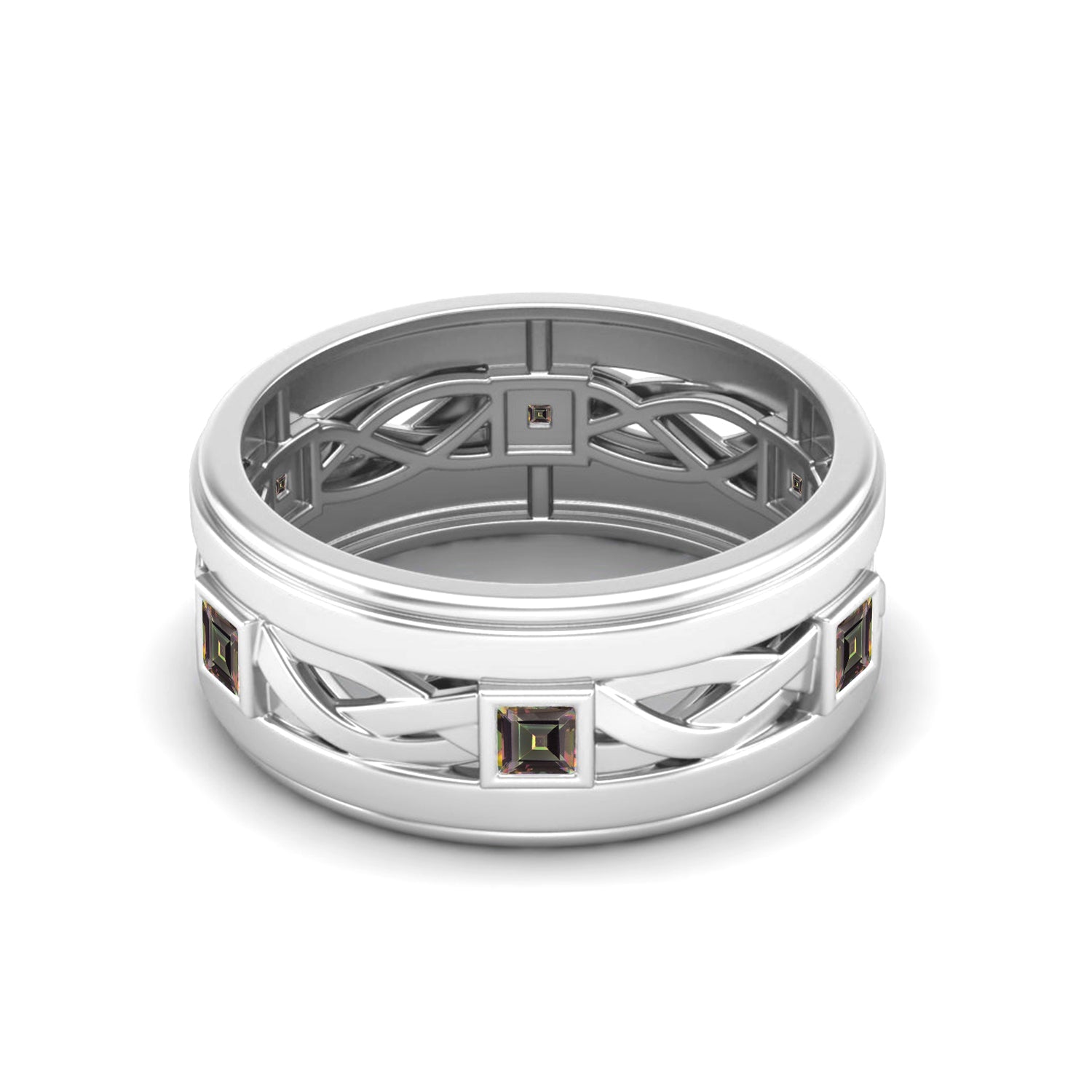 Anello di fidanzamento quadrato con topazio mistico in argento sterling 925