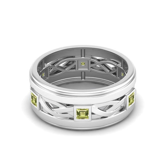 Square Shaped Bezel Set Peridot Bridal Promise Ring 925 Sterling Silver Ring