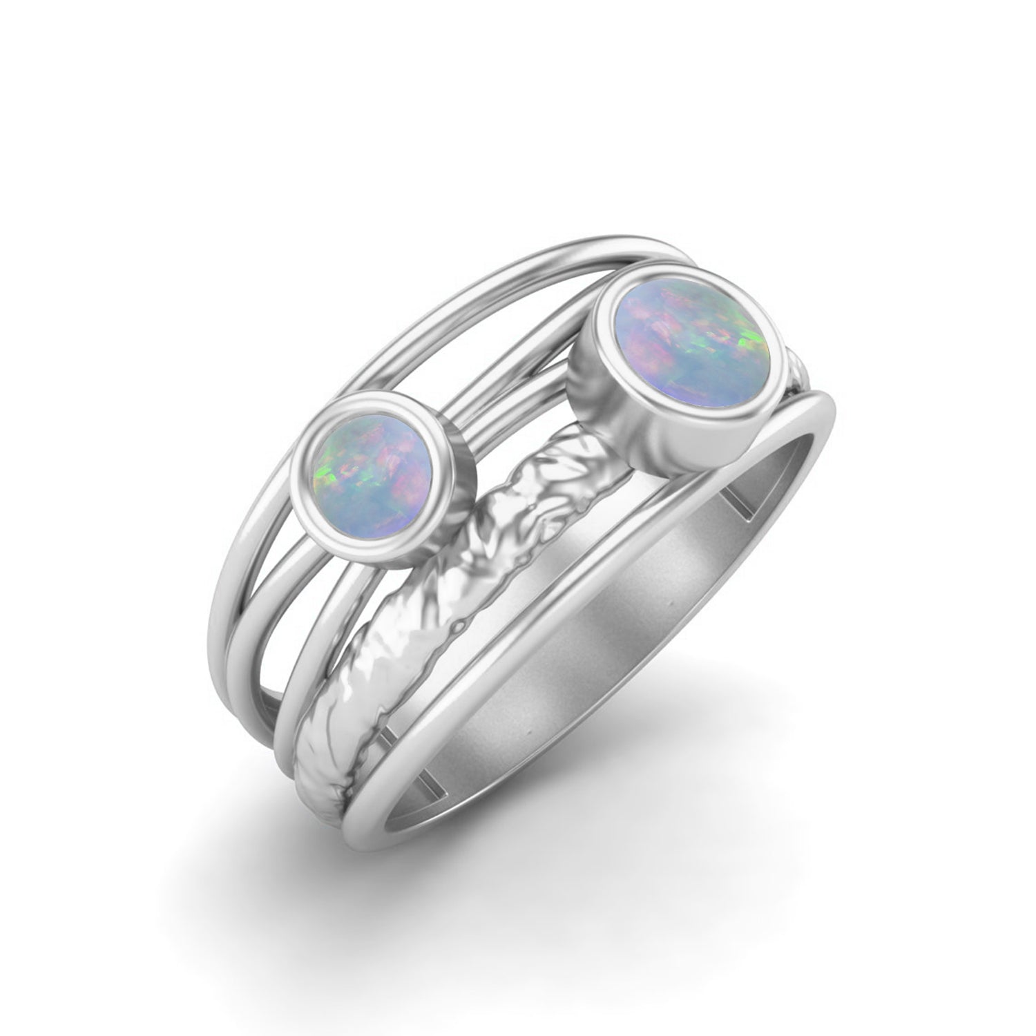 Anello nuziale con castone in opale naturale, anello di promessa nuziale in argento sterling 925