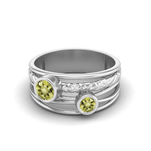 4x4mm Lemon Quartz Wedding Ring 925 Sterling Silver Bridal Gift Ring