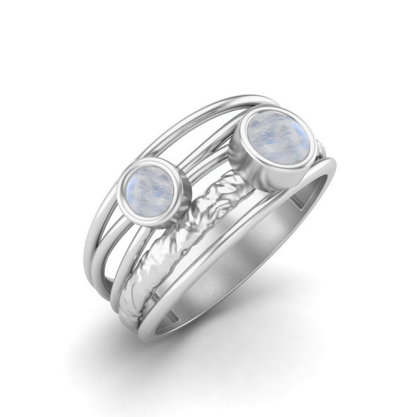 4x4mm Moonstone Engagement Ring 925 Sterling Silver Wedding Ring