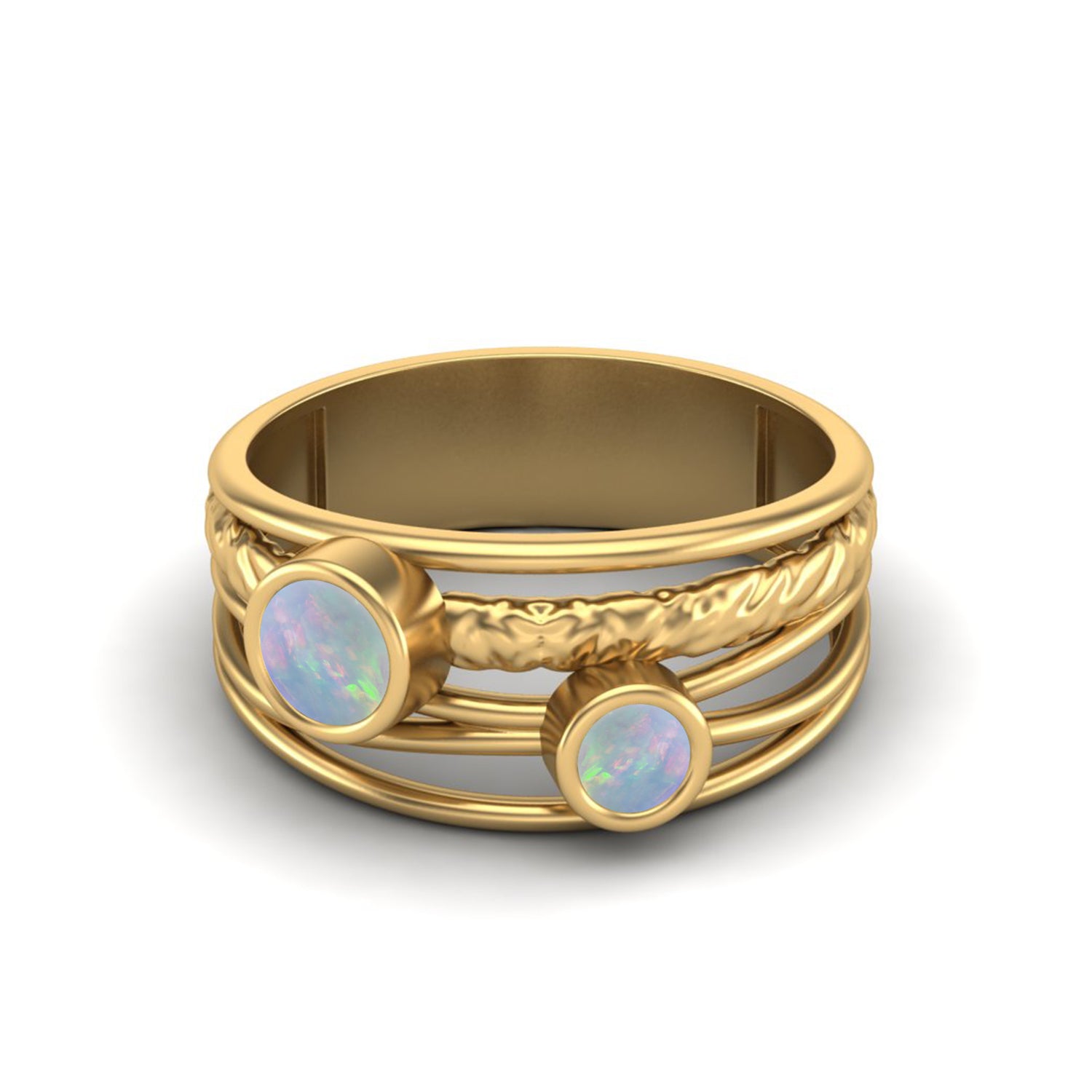 Anello nuziale con castone in opale naturale, anello di promessa nuziale in argento sterling 925