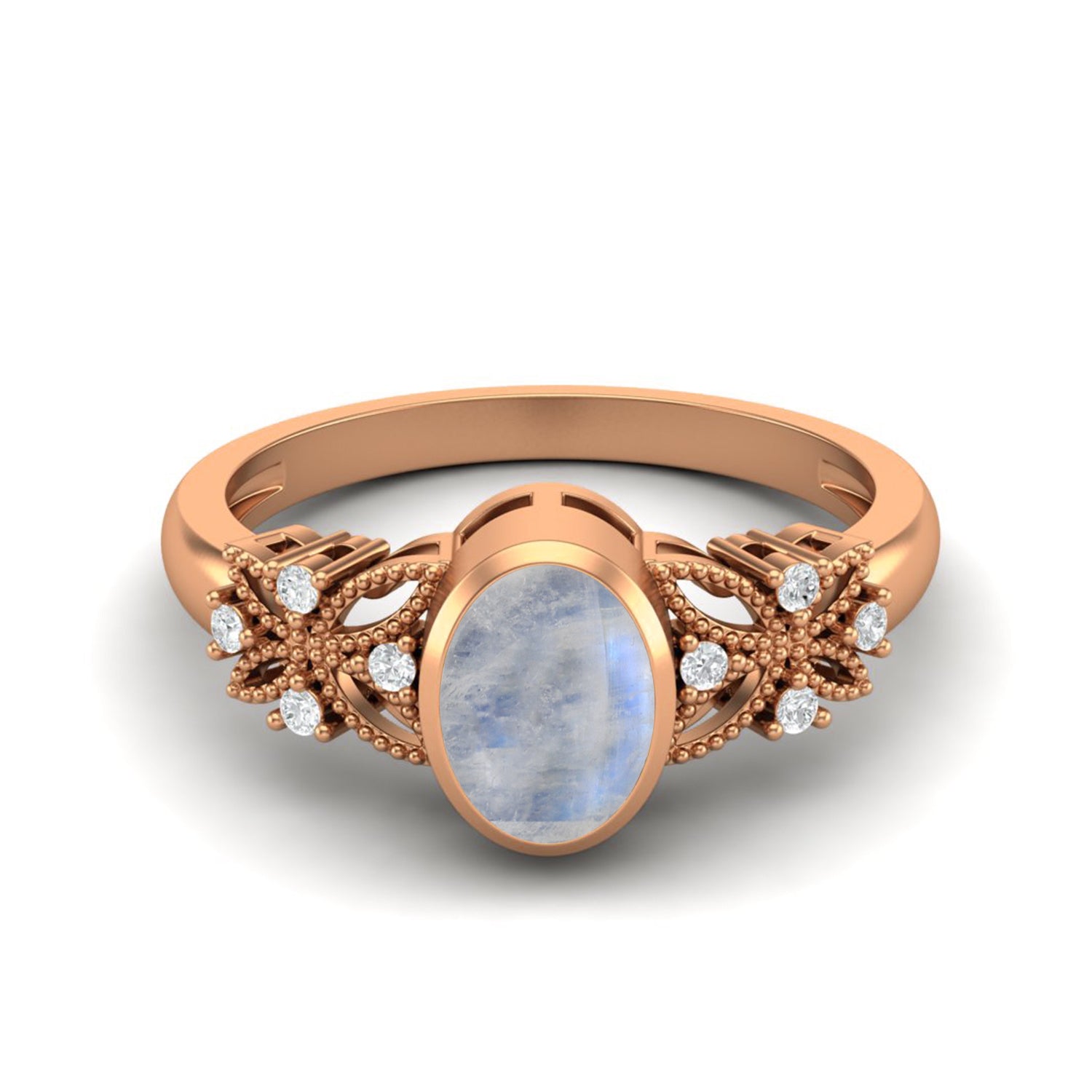 1.16 Ctw Rainbow Moonstone Solitaire Ring 925 Sterling Silver Ring