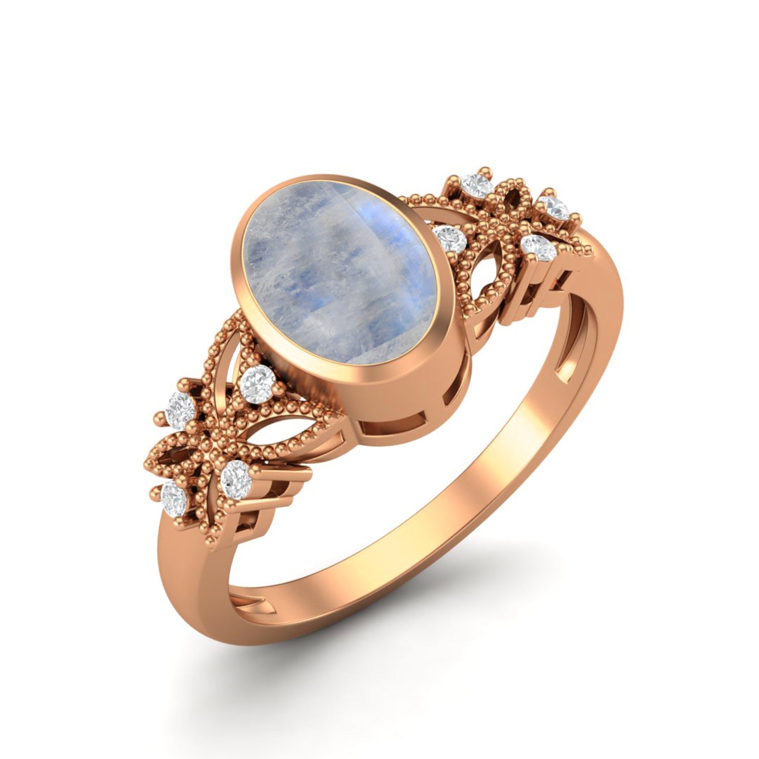 1.16 Ctw Rainbow Moonstone Solitaire Ring 925 Sterling Silver Ring